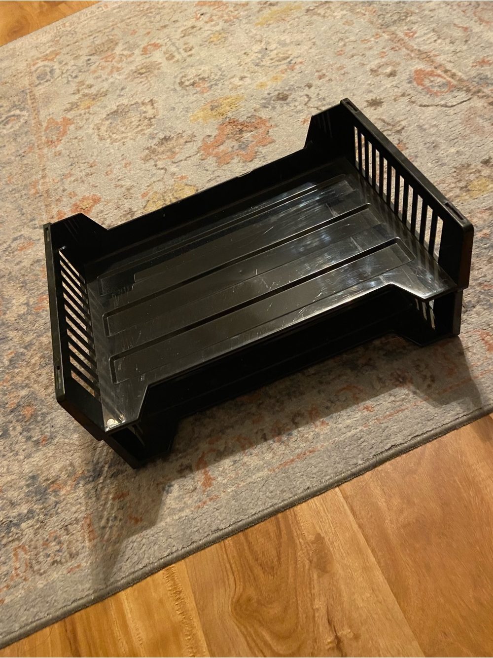 Black Stackable Plastic Organizer Trays Paper Files Home Office
